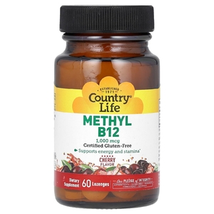 Country Life, Метил B12, со вкусом вишни, 1000 мкг, 60 пастилок