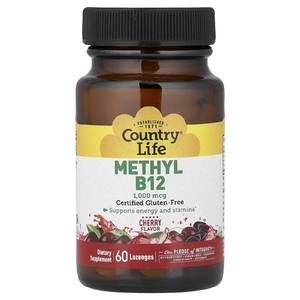 Country Life, Метил B12, со вкусом вишни, 1000 мкг, 60 пастилок