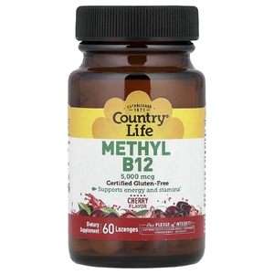 Country Life, метилированный витамин B12, со вкусом вишни, 5000 мкг, 60 пастилок