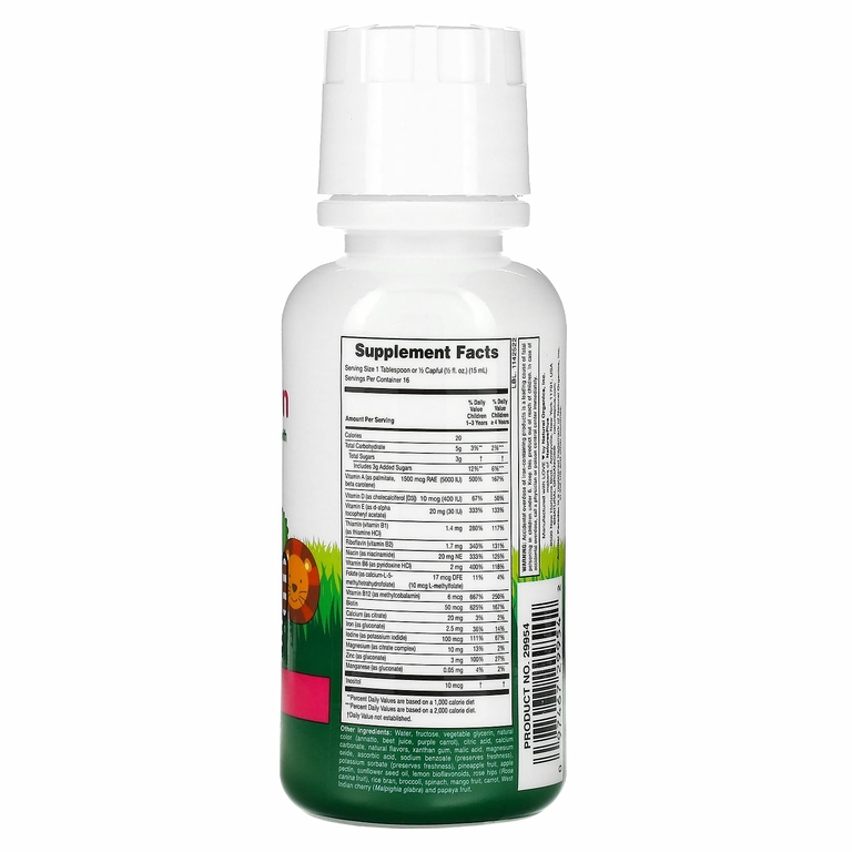NaturesPlus, Source of Life, Animal Parade, жидкие мультивитамины для детей, вкус натуральных тропических ягод, 236,56 мл (8 жидк. унций)