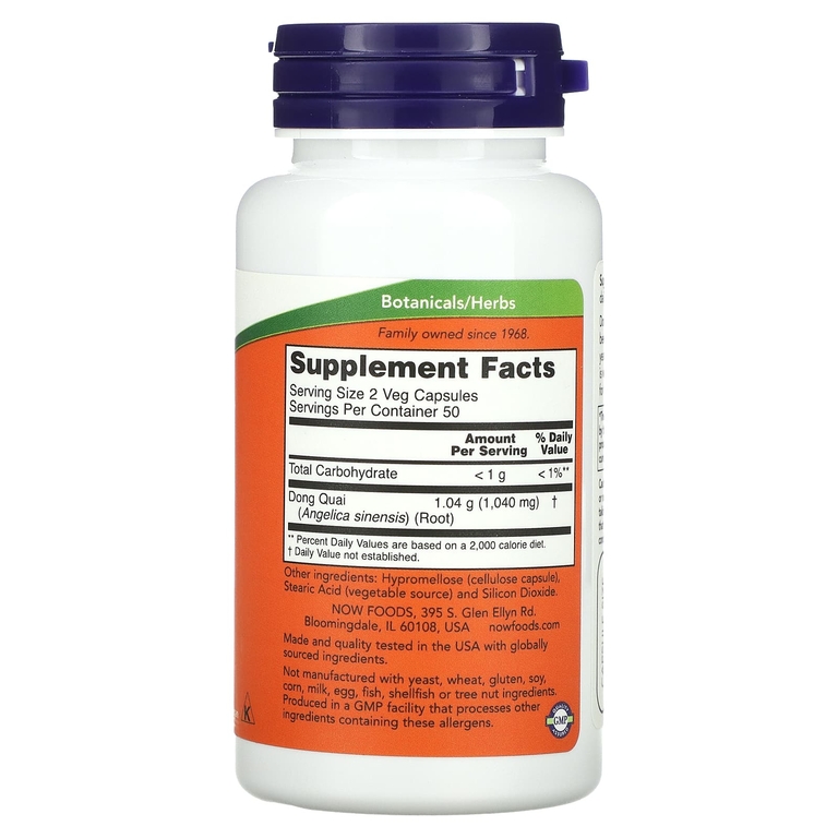 NOW Foods, дягиль натуральный, 520 мг, 100 вегетарианских капсул