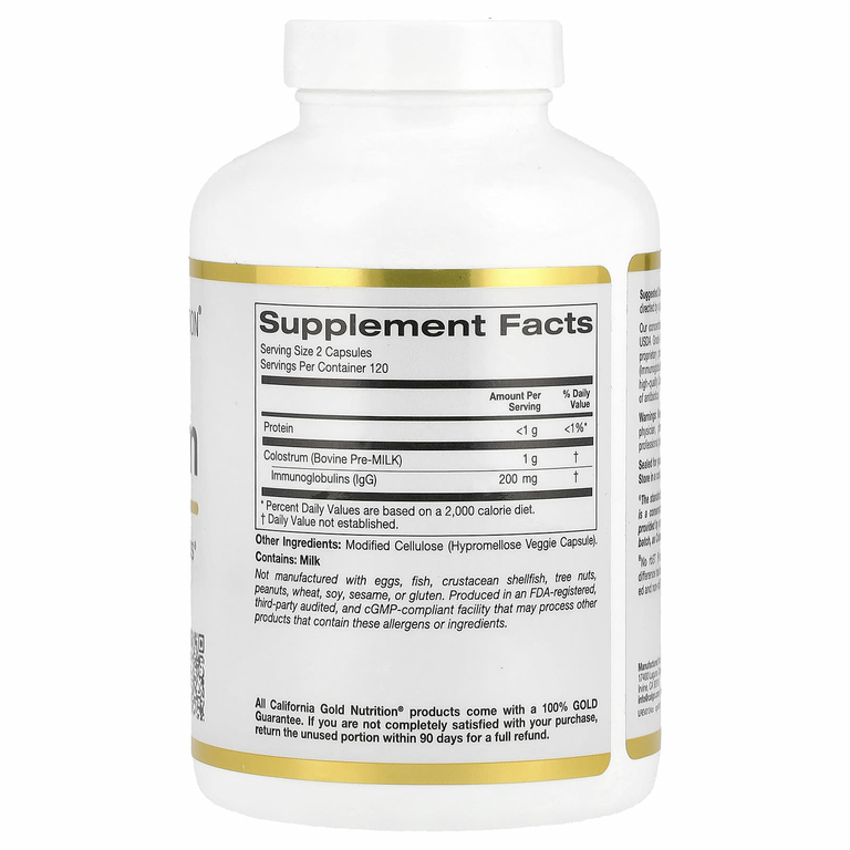 California Gold Nutrition, молозиво, 240 растительных капсул