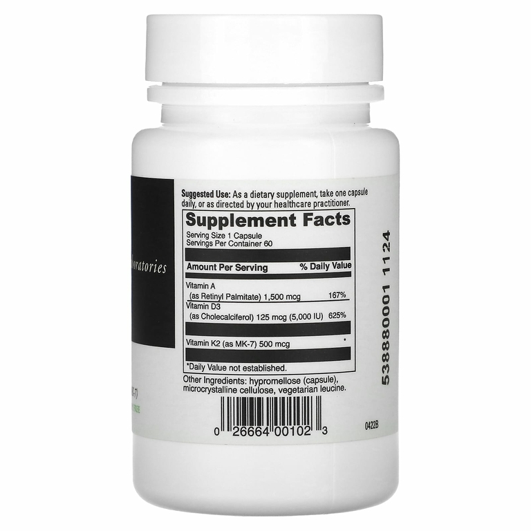 DaVinci Laboratories of Vermont, витамины A,·D и·K, 60 капсул