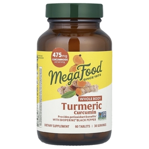 MegaFood, куркума, с куркумином повышенной силы действия, 60 таблеток