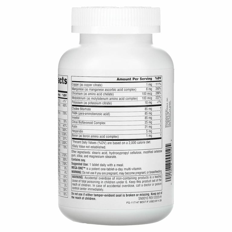 Source Naturals, Mega-One, высокоэффективный мультивитамин с минералами, 180 таблеток