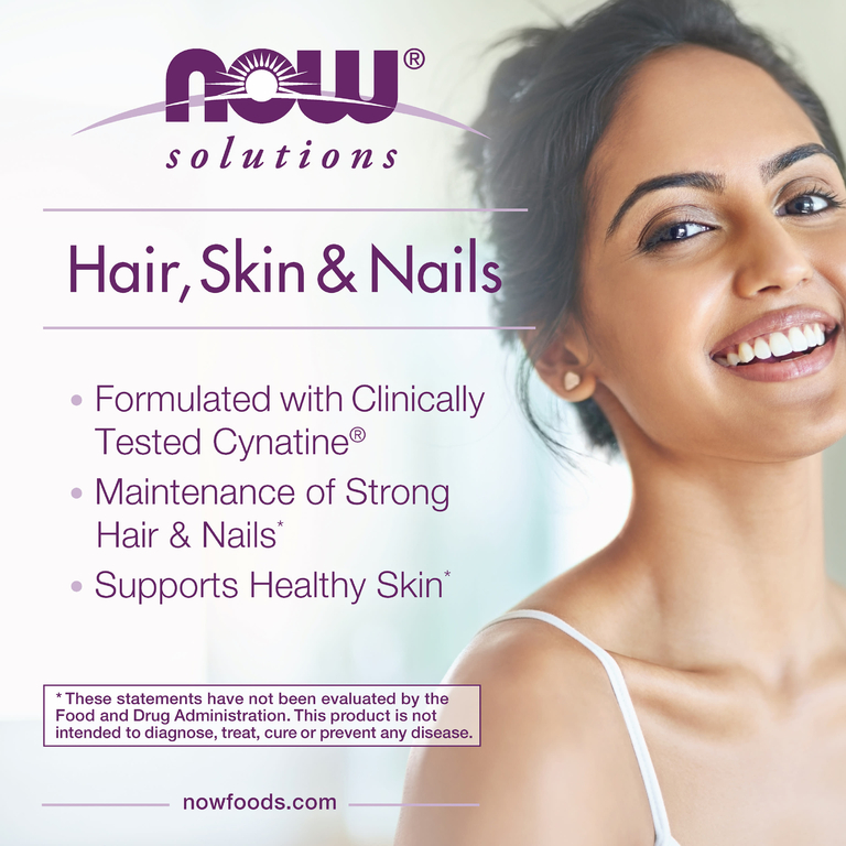 NOW Foods, Solutions, для здоровья волос, кожи и ногтей, 90 вегетарианских капсул