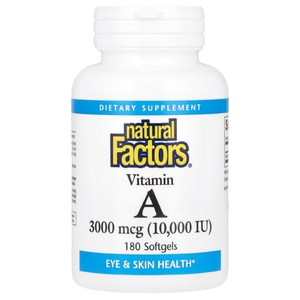 Natural Factors, витамин A, 3000 мкг (10 000 МЕ), 180 капсул