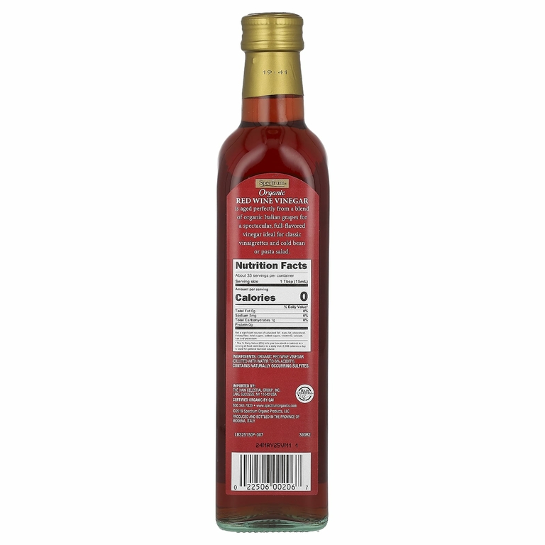 Spectrum Culinary, органический красный винный уксус, 500 мл (16,9 жидк. унции)