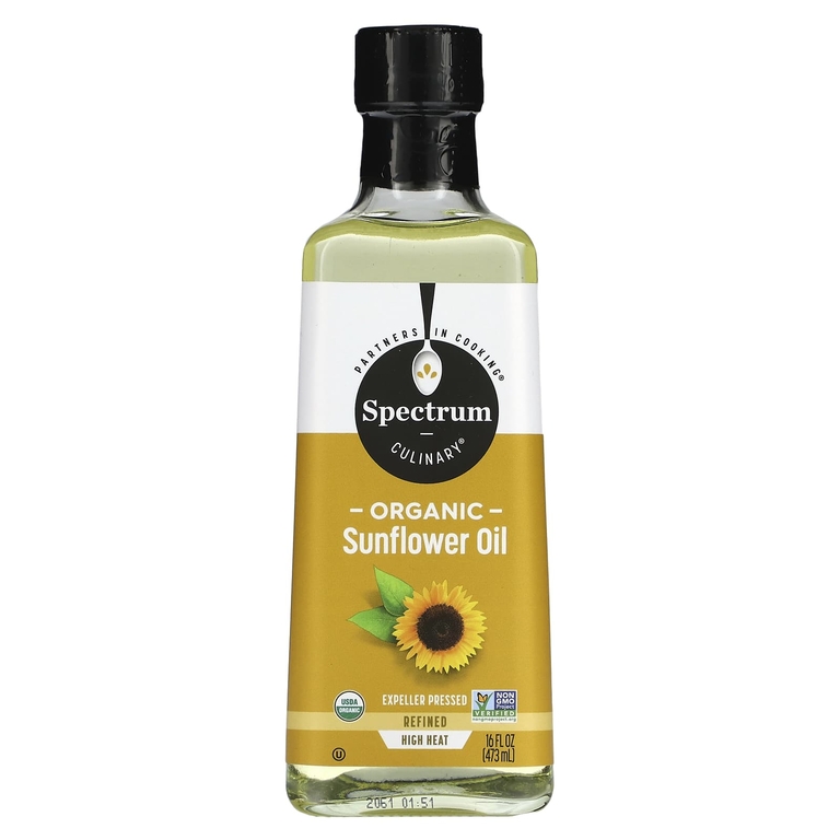 Spectrum Culinary, Органическое подсолнечное масло для готовки на сильном огне, рафинированное, 16 жидких унций (473 мл)