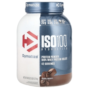 Dymatize, ISO100, гидролизованный, 100% изолят сывороточного протеина, шоколад для гурманов, 1,4 кг (3 фунта)