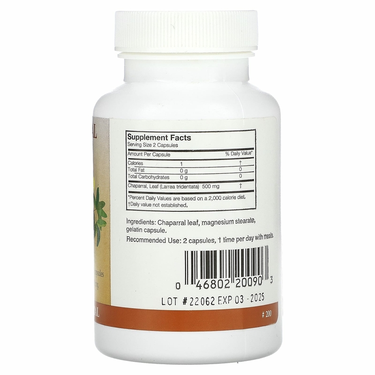 Arizona Natural, чапараль, 500 мг, 90 капсул (250 мг в 1 капсуле)