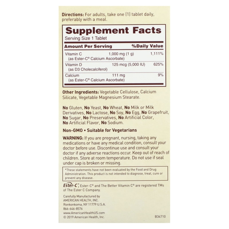 American Health, Ester-C с D3, 60 вегетарианских таблеток