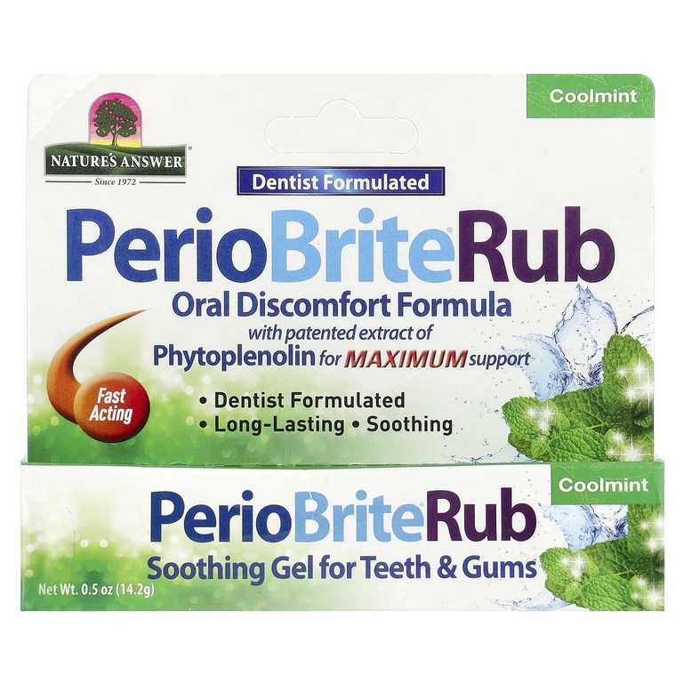 Nature's Answer, PerioBrite®Rub, успокаивающий гель для зубов и десен, охлаждающая мята, 14,2 г (0,5 унции)