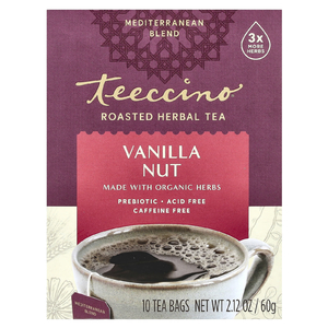 Teeccino, Жареный травяной чай, ванильный орех, без кофеина, 10 чайных пакетиков, 2,12 унции (60 г)