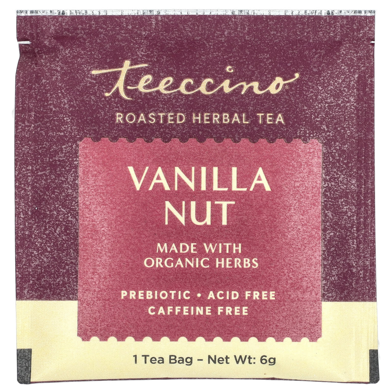Teeccino, Жареный травяной чай, ванильный орех, без кофеина, 10 чайных пакетиков, 2,12 унции (60 г)
