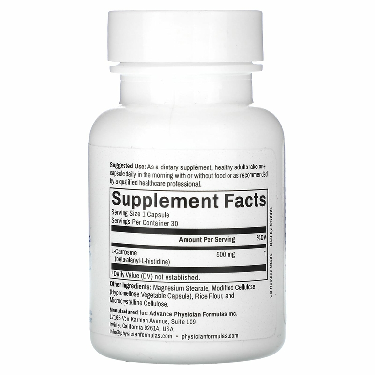 Advance Physician Formulas, L-карнозин, 500 мг, 30 капсул