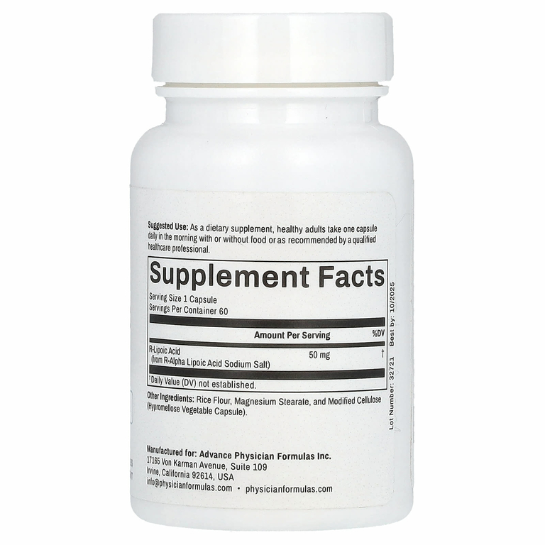 Advance Physician Formulas, R-липоевая кислота, 50 мг, 60 капсул