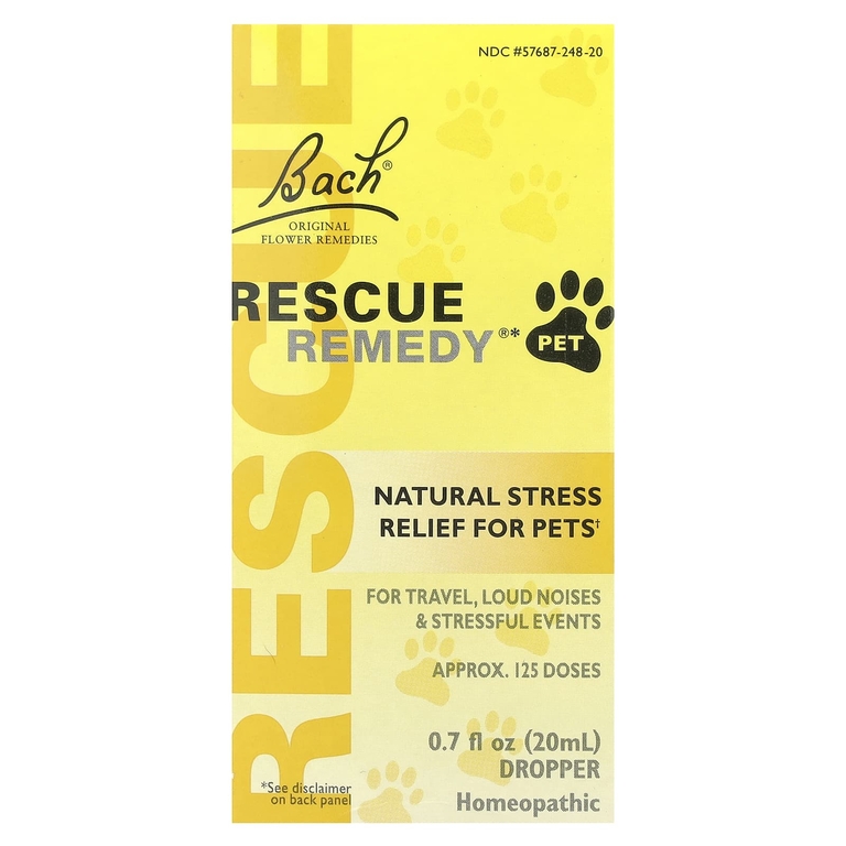 Bach, Rescue Remedy, оригинальные цветочные средства для домашних питомцев, натуральное средство для снятия стресса, 20 мл (0,7 жидк. унции)