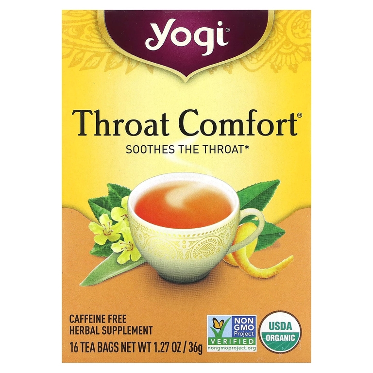 Yogi Tea, Throat Comfort, без кофеина, 16 чайных пакетиков, 36 г (1,27 унции)