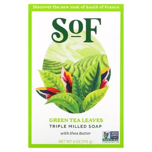 SoF, Green Tea, Кусковое мыло французского измельчения с органическим маслом ши, 6 унций (170 г) (Товар снят с продажи) 