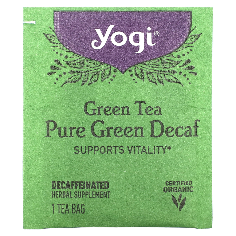 Yogi Tea, чистый зеленый чай, без кофеина, 16 чайных пакетиков, 31 г (1,09 унции)
