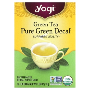 Yogi Tea, чистый зеленый чай, без кофеина, 16 чайных пакетиков, 31 г (1,09 унции)