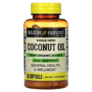 Mason Natural, цельное кокосовое масло, 60 капсул (Товар снят с продажи) 