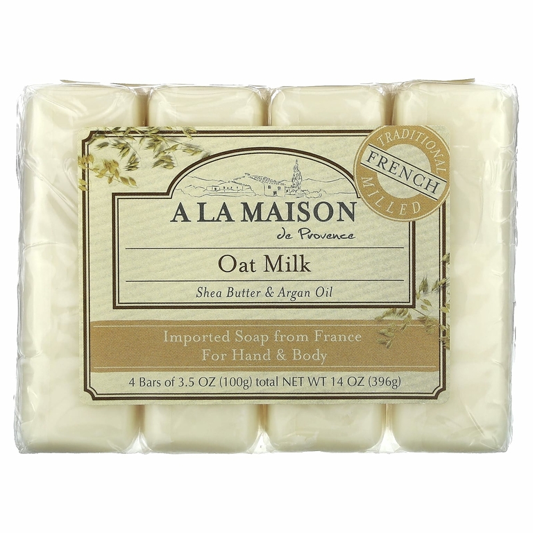 A La Maison de Provence, кусковое мыло для рук и тела с овсяным молоком, 4 куска по 100 г (3,5 унции) каждый