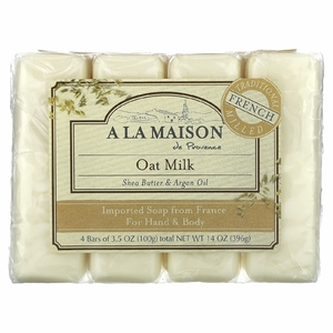 A La Maison de Provence, кусковое мыло для рук и тела с овсяным молоком, 4 куска по 100 г (3,5 унции) каждый