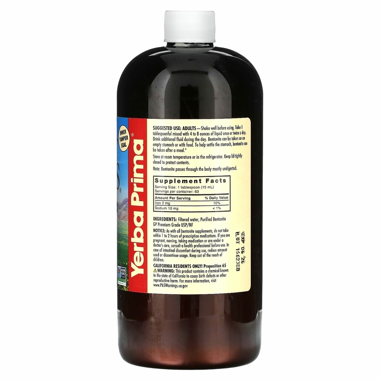 Yerba Prima, Great Plains Bentonite Detox, 946 мл (32 жидк. унц.)