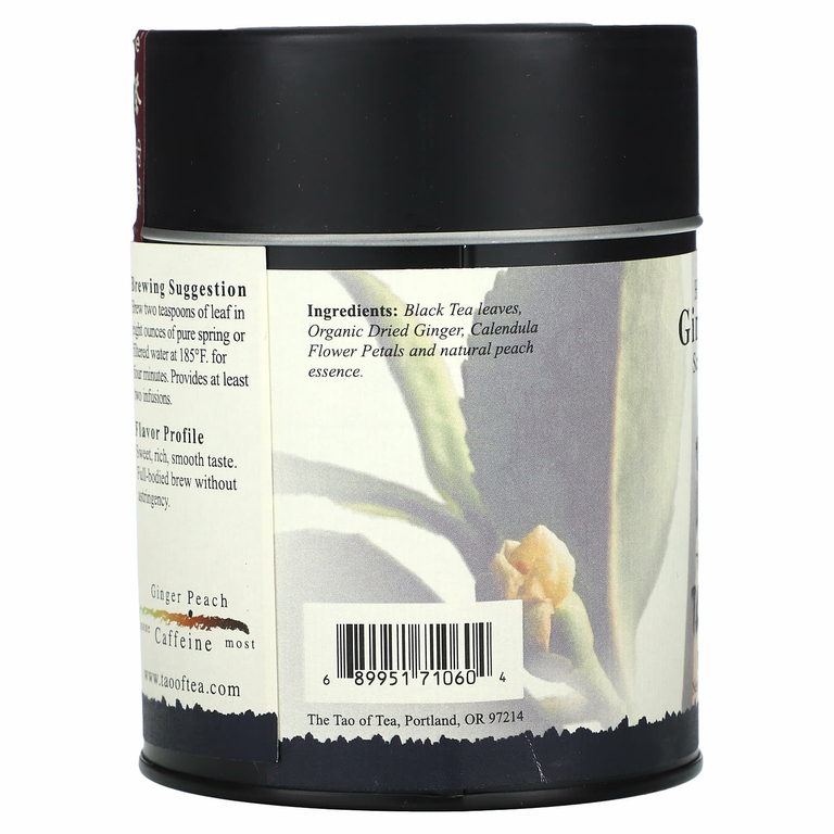 The Tao of Tea, Ручной купаж, ароматизированный черный чай, имбирь и персик, 114 г (4 унции)