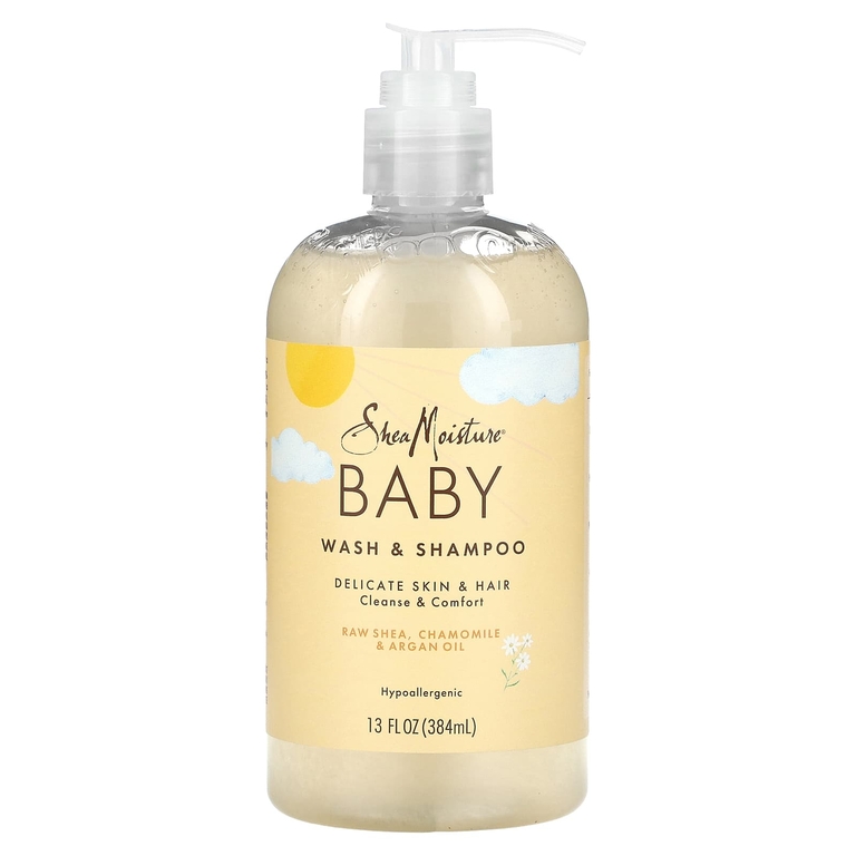 SheaMoisture, детское средство для купания и шампунь с необработанным маслом ши, ромашкой, аргановым маслом, ладаном и миррой, 384 мл (13 жидк. унций)