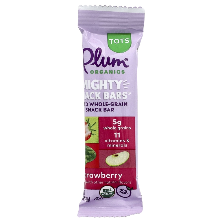 Plum Organics, Mighty Snack Bars®, батончики, клубника, 6 батончиков, 19 г (0,67 унции) каждый