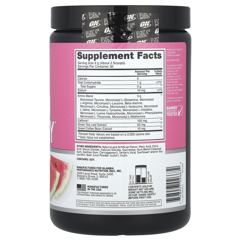 Optimum Nutrition, ESSENTIAL AMIN.O. ENERGY, арбуз, 270 г (9,5 унции)