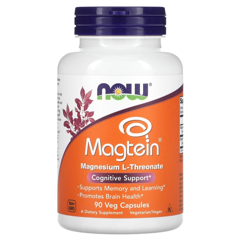 NOW Foods, Magtein, L-треонат магния, 90 растительных капсул