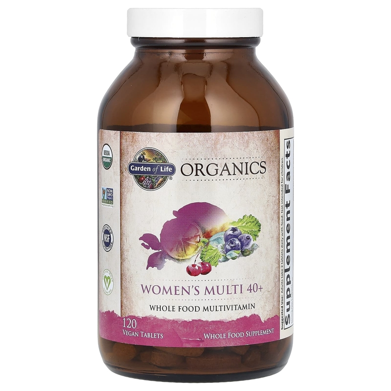 Garden of Life, Organics, мультивитамины для женщин от 40 лет, 120 веганских таблеток