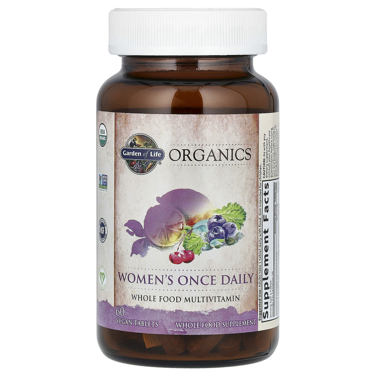 Garden of Life, Organics, для женщин, один раз в день, 60 веганских таблеток