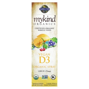Garden of Life, MyKind Organics, веганский спрей с витамином D3, ваниль, 25 мкг (1000 МЕ), 58 мл (2 жидк. унц.)