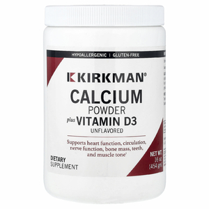 Kirkman Labs, кальций в порошке с витамином D3, без добавок, 454 г (16 унций)