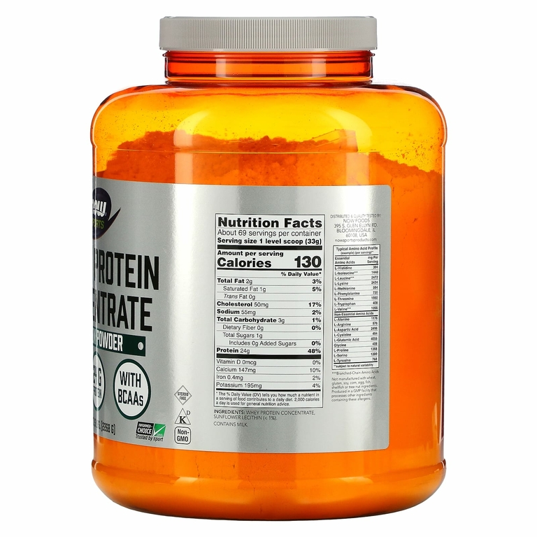 NOW Foods, Sports, концентрат сывороточного протеина в порошке, без добавок, 2268 г (5 фунтов)