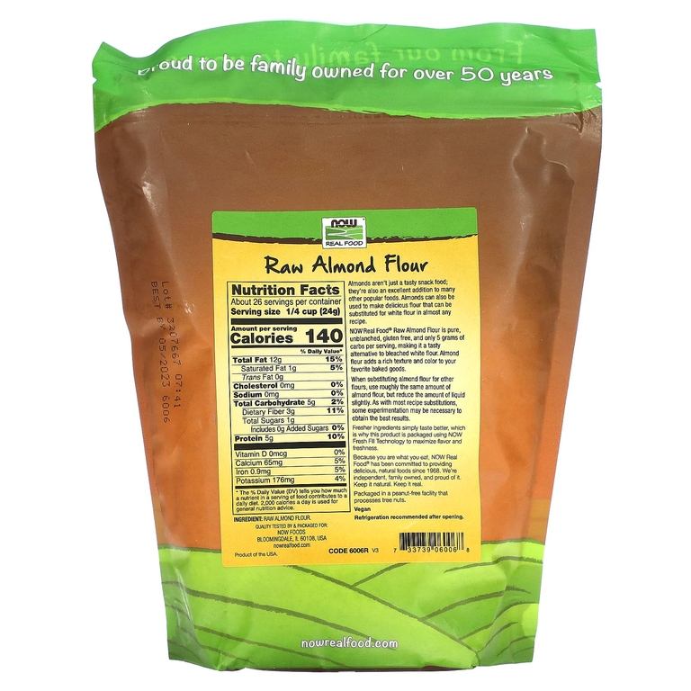 NOW Foods, Real Food, сырая миндальная мука, 624 г (22 унции)