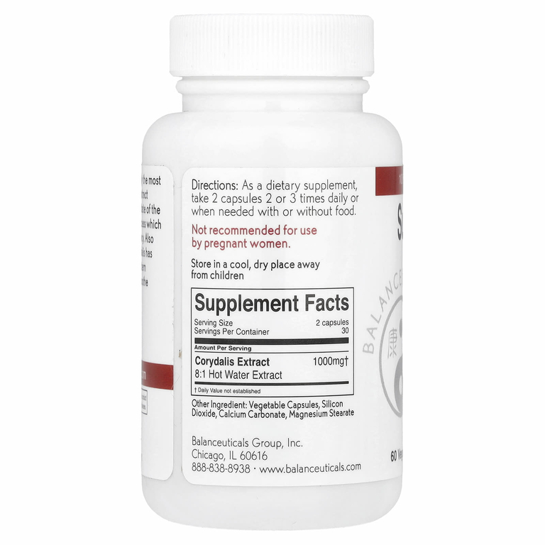 Balanceuticals, Super Corydalis ™, 60 вегетарианских капсул (500 мг на капсулу)