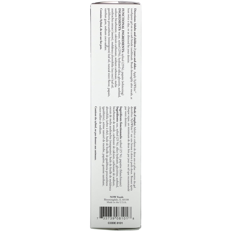 NOW Foods, Solutions, XyliWhite, зубная гель-паста, ним и чайное дерево, мята, 181 г (6,4 унции)