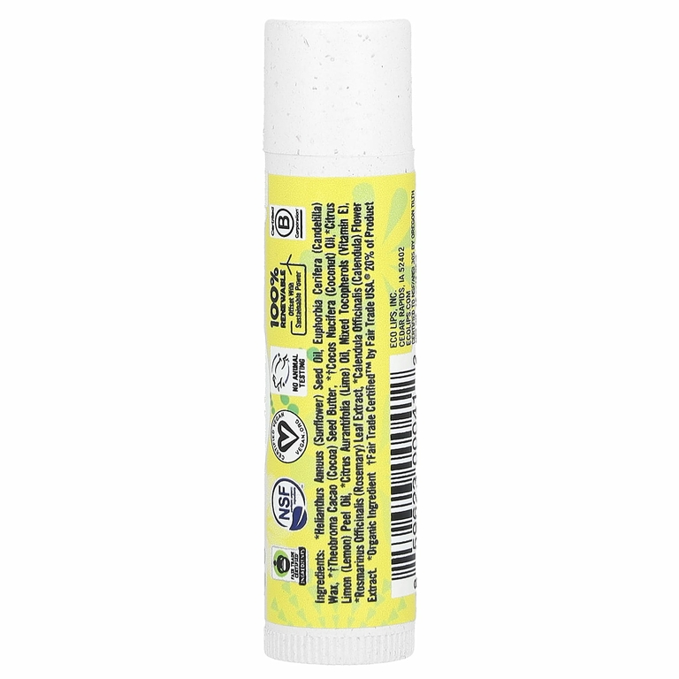 Eco Lips, Bee Free, веганский бальзам для губ, лимон и лайм, 4,25 г (0,15 унции) (Товар снят с продажи) 