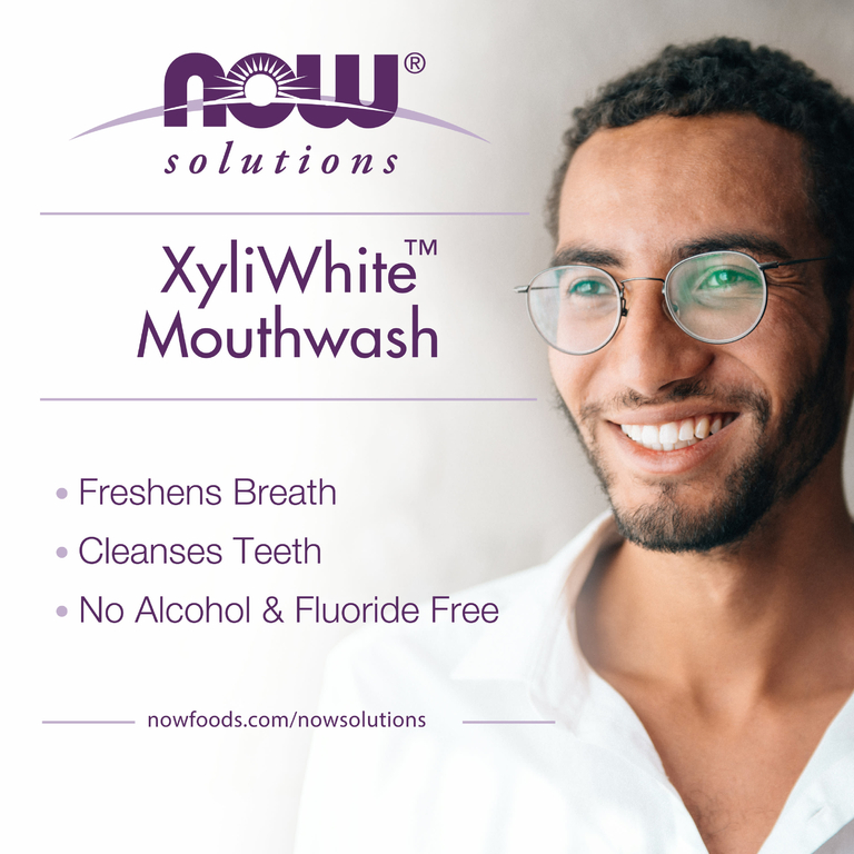 NOW Foods, Solutions, жидкость для полоскания рта Xyli-White, без фтора, нима и чайного дерева со вкусом мяты, 473 мл (16 жидк. унц.)