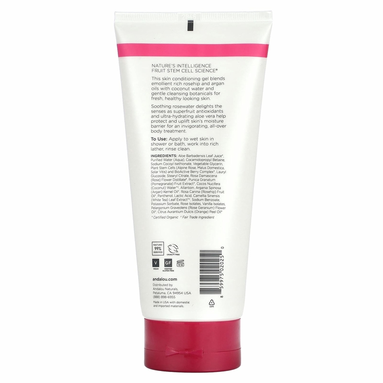 Andalou Naturals, Гель для душа, успокаивающий, 1000 роз, 251 мл (8,5 жидк. унц.)