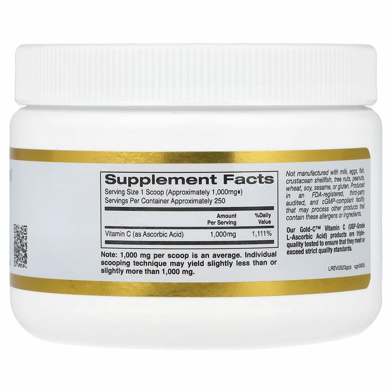 California Gold Nutrition, Gold C Powder, витамин C, 1000 мг, 250 г (8,81 унции)