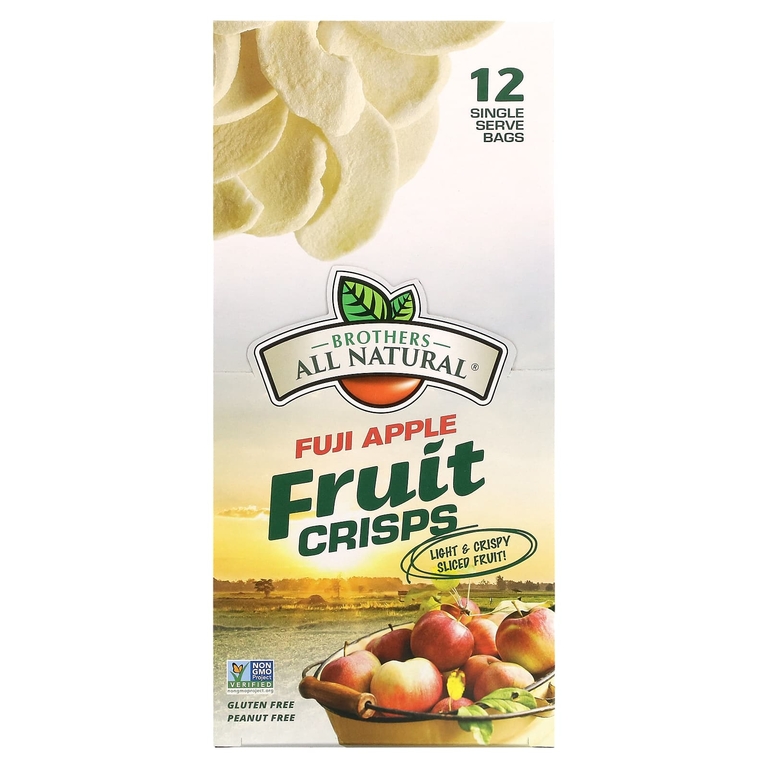 Brothers-All-Natural, Фруктовые чипсы, яблоко Фудзи, 12 пакетиков на одну порцию, 10 г (0,35 унции)