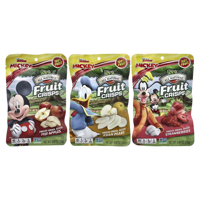 Brothers-All-Natural, Disney Junior, фруктовые чипсы, ассорти вкусов, 12 отдельных порционных пакетиков, 113 г (4 унции)