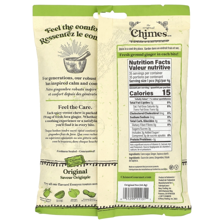 Chimes, имбирные жевательные конфеты, оригинальный вкус, 141,8 г (5 унций)